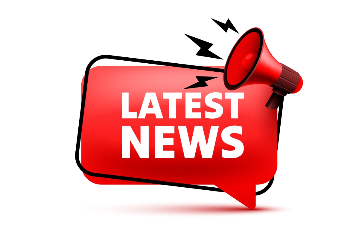 Latest news tag. Speech bubble with megaphone. Special promo sign. Sale promotion symbol. Vector illustration