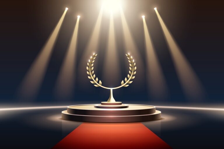 Award best podium winner, golden object. Vector