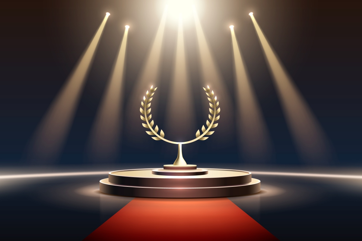 Award best podium winner, golden object. Vector